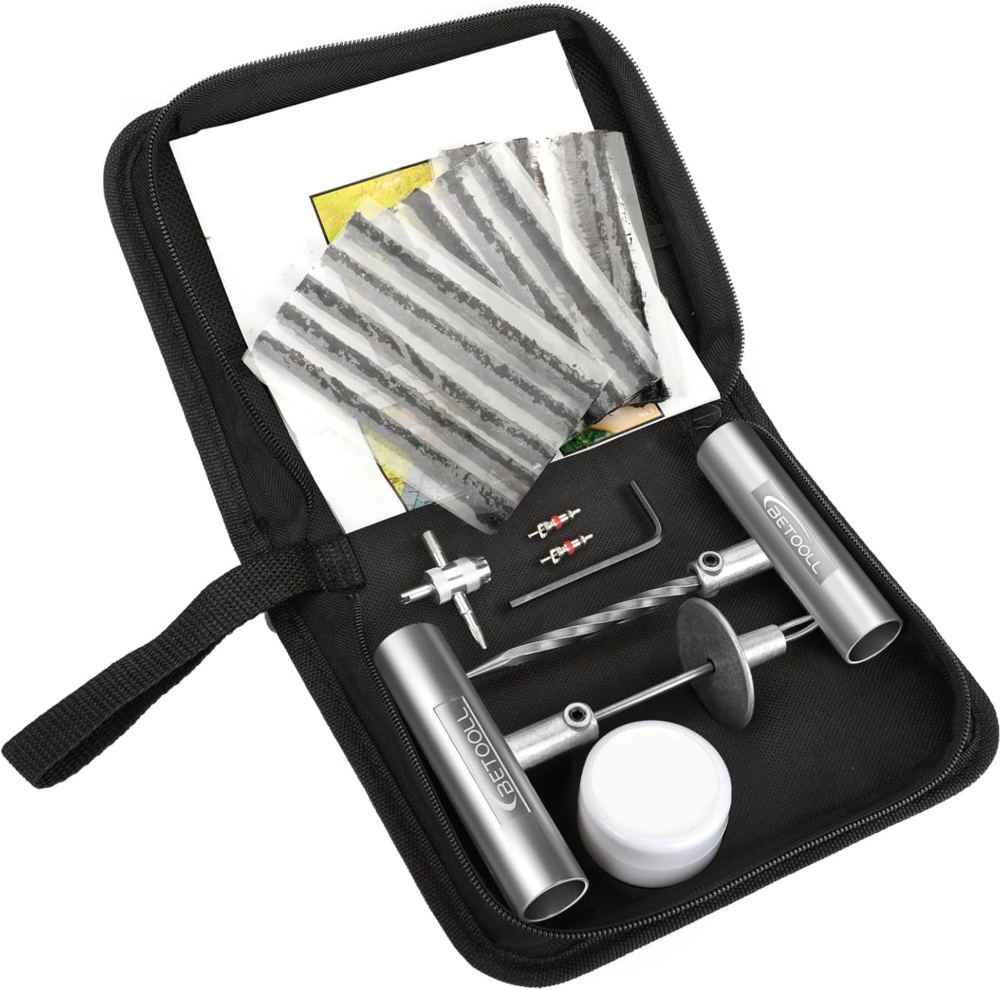 Tire Repair Kit, 24 Pcs Professional Heavy Duty Universal Emergency Flat Tire Repair Kit to Fix Punctures, for car Motorcycle, Truck, Golf Cart, ATV, Tractor, ARB, RV, SUV, Trailer etc.