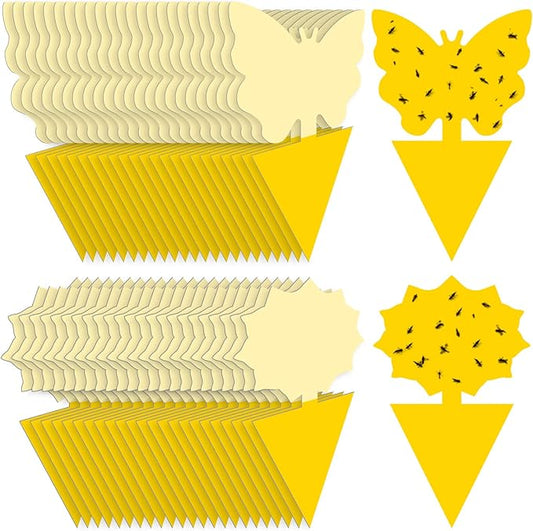 Landisun Fruit Fly Traps 48PCS Fungus Gnat-Traps for Indoor-Outdoor Yellow Fruit-Fly Sticky-Trap Plants Flying Bug Insects Traps