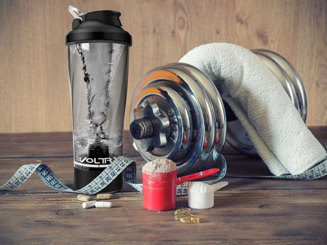 VOLTRX Premium Electric Protein Shaker Bottle, Made with Tritan - BPA Free - 24 oz Vortex Portable Mixer Cup/USB Rechargeable Shaker Cups for Protein Shakes