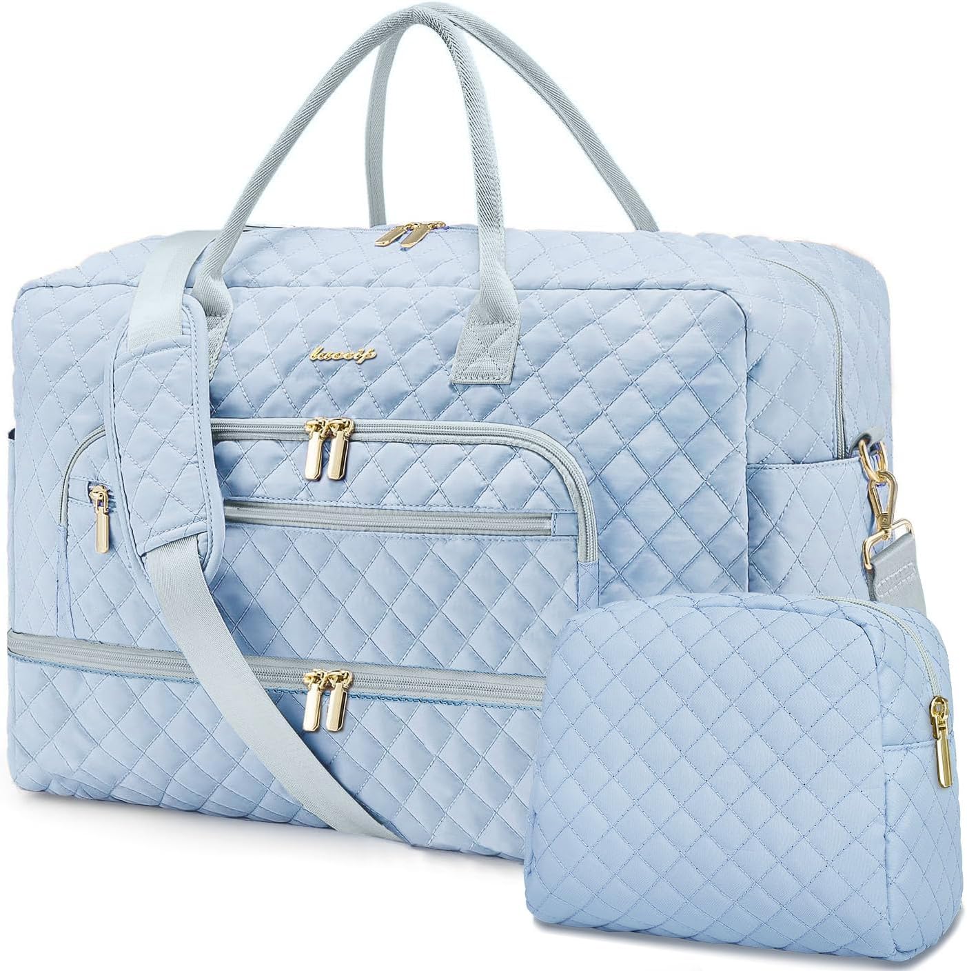 LUOCIP Large Women Travel Duffle Bag, Carry on Bag with Wet Toiletry Pocket for Overnight, Weekend, Yoga, Gym, Business Trips, Sport and Hospital, Black