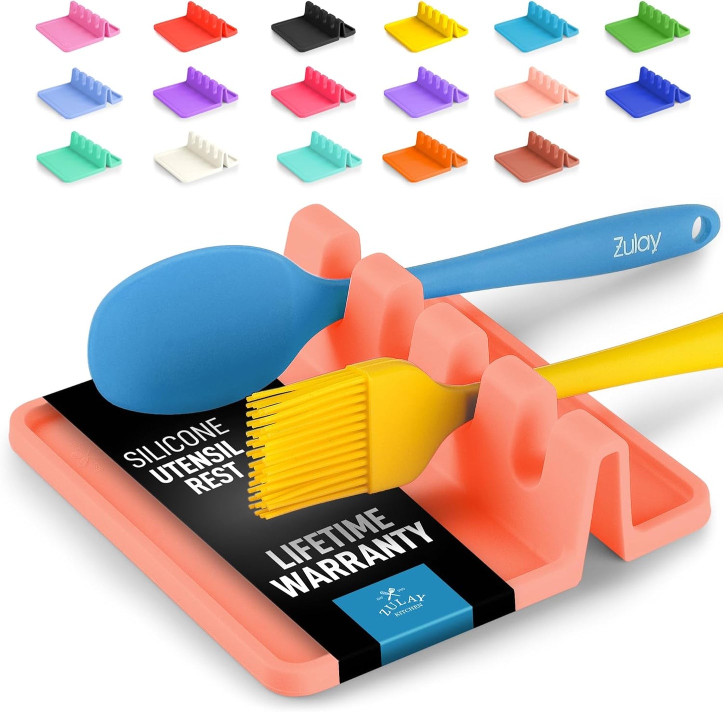 Zulay Kitchen Spoon Rest for Multiple Utensils High Heat-Resistant Silicone Drip Pad, BPA-Free Spoon Holder for Stove Top, Kitchen Gadget Holder for Ladles, Tongs, Cooking Spatula - Makes Great Gift