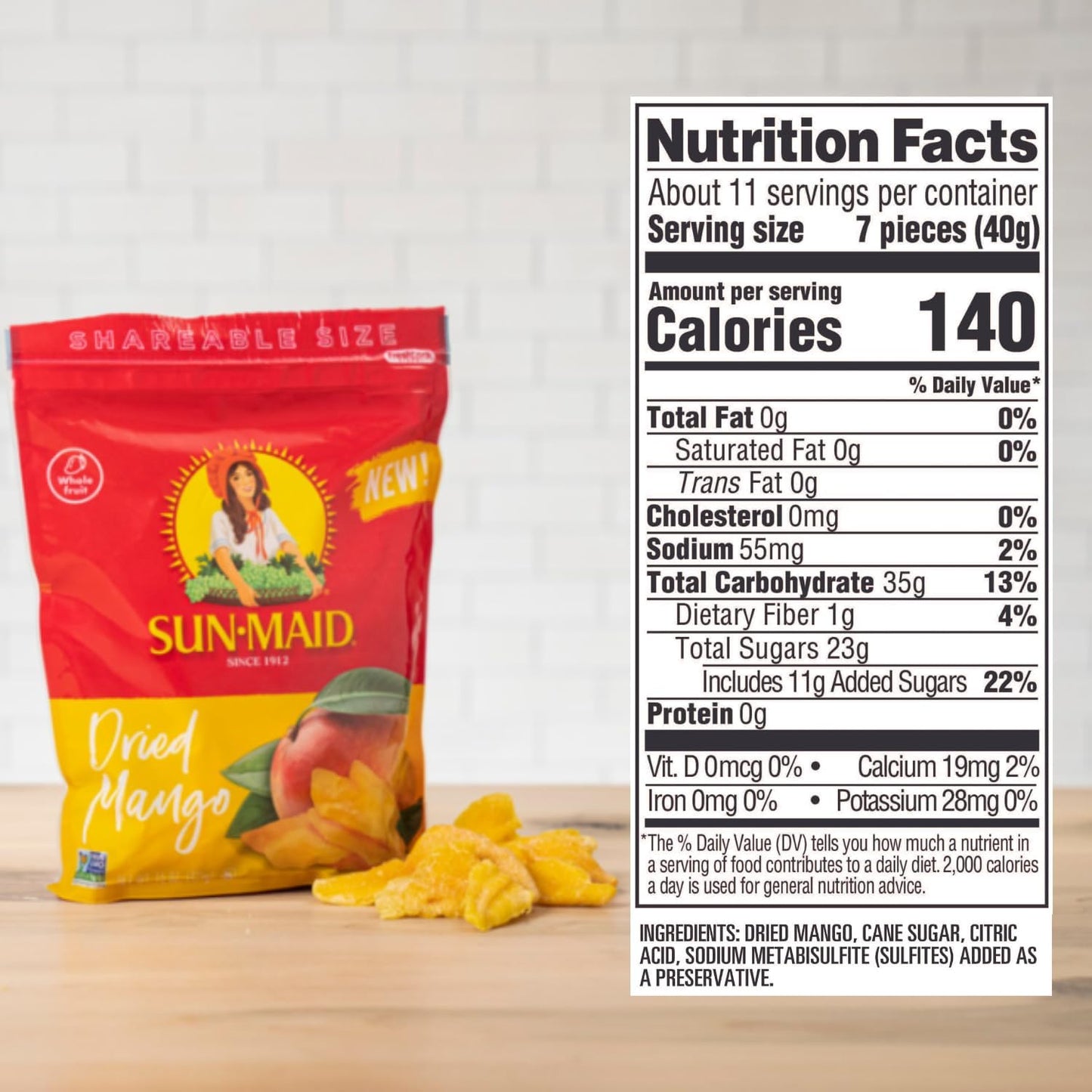 Sun-Maid Dried Mango Slices - 15 oz Resealable Bag - Sweetened with Cane Sugar - Dried Fruit Snack for Lunches, Holiday Snacks, and Charcuterie Boards