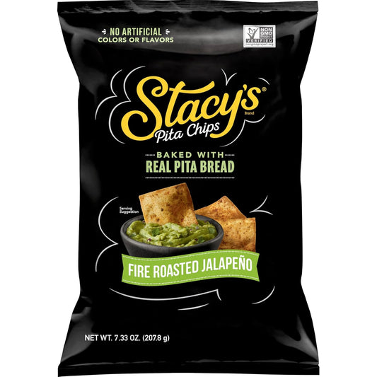 Stacy’s Pita Chips, Fire Roasted Jalapeno, No Artificial Colors or Flavors, 7.33 oz Bag