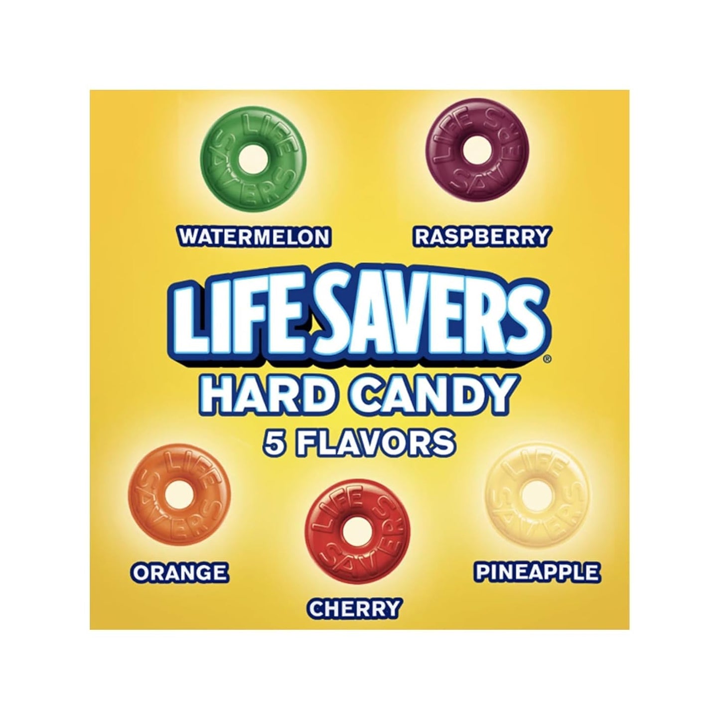 Life Savers Hard Candy 5 Flavors - 2 lbs of Candy - Individually Wrapped - Cherry, Watermelon, Orange, Pineapple, and Raspberry - Perfect for Stocking the Pantry