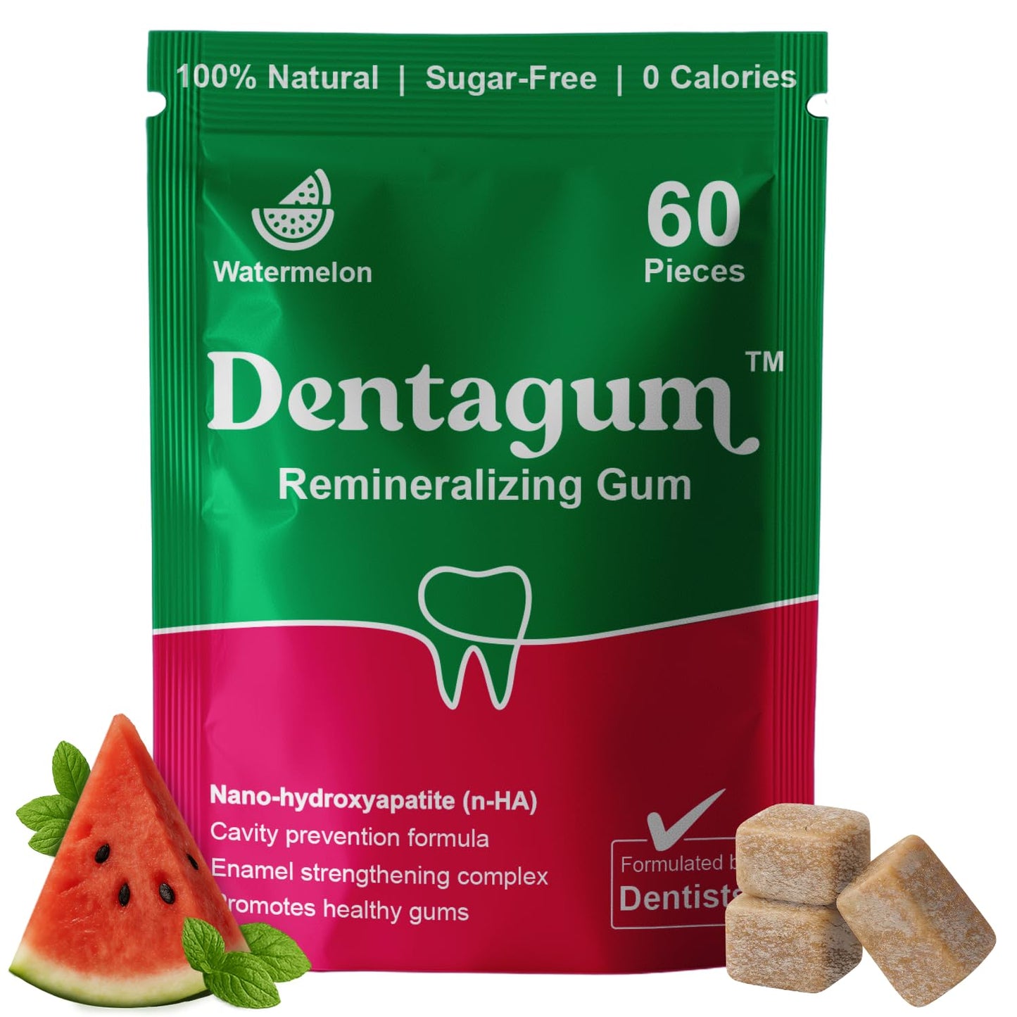 Dentagum Remineralizing Gum with Nano-Hydroxyapatite & Xylitol – SugarFree Chewing Gum for Enamel Repair, Cavity Protection & Receding Gums – 60 Pieces