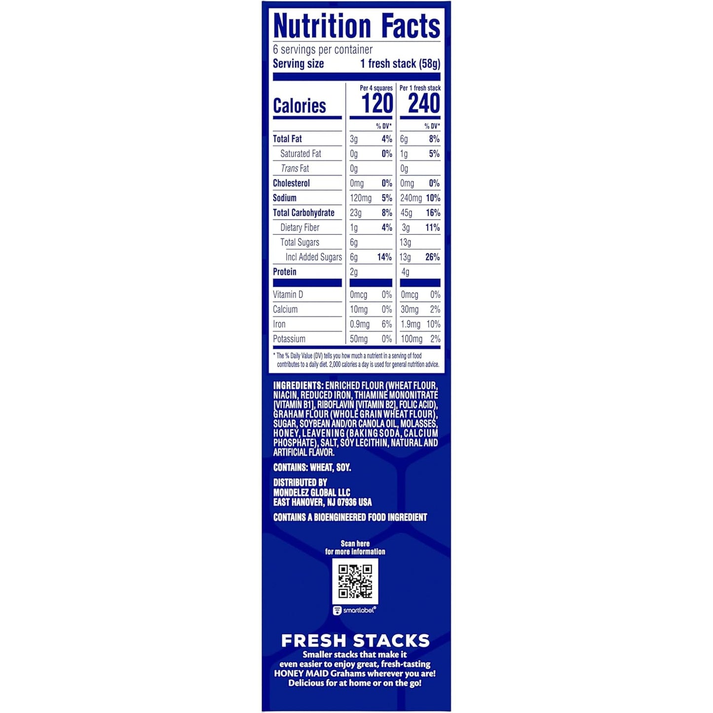 HONEY MAID Fresh Stacks Salted Caramel Graham Crackers, Limited Edition, Travel Snacks, 12.2 oz (6 Multi Snack Packs)