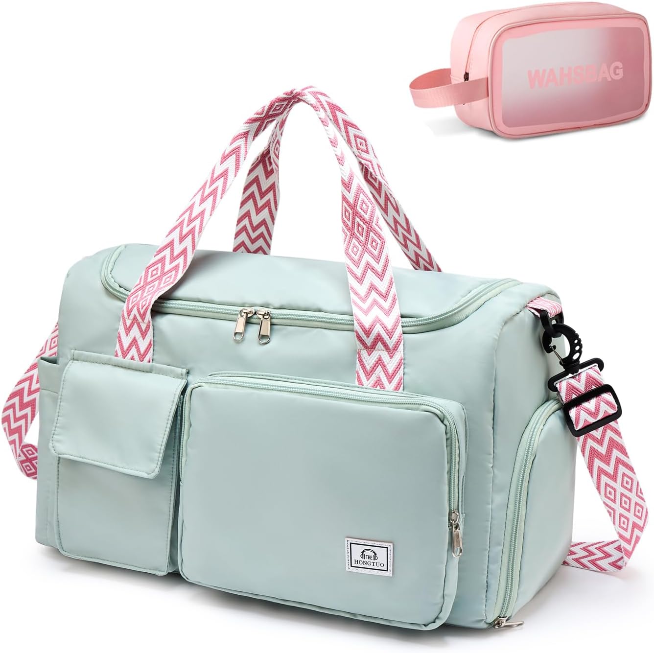 Small Gym Bag for Women, Travel Duffle Bag Carry On Weekender Bag with Shoe Compartment