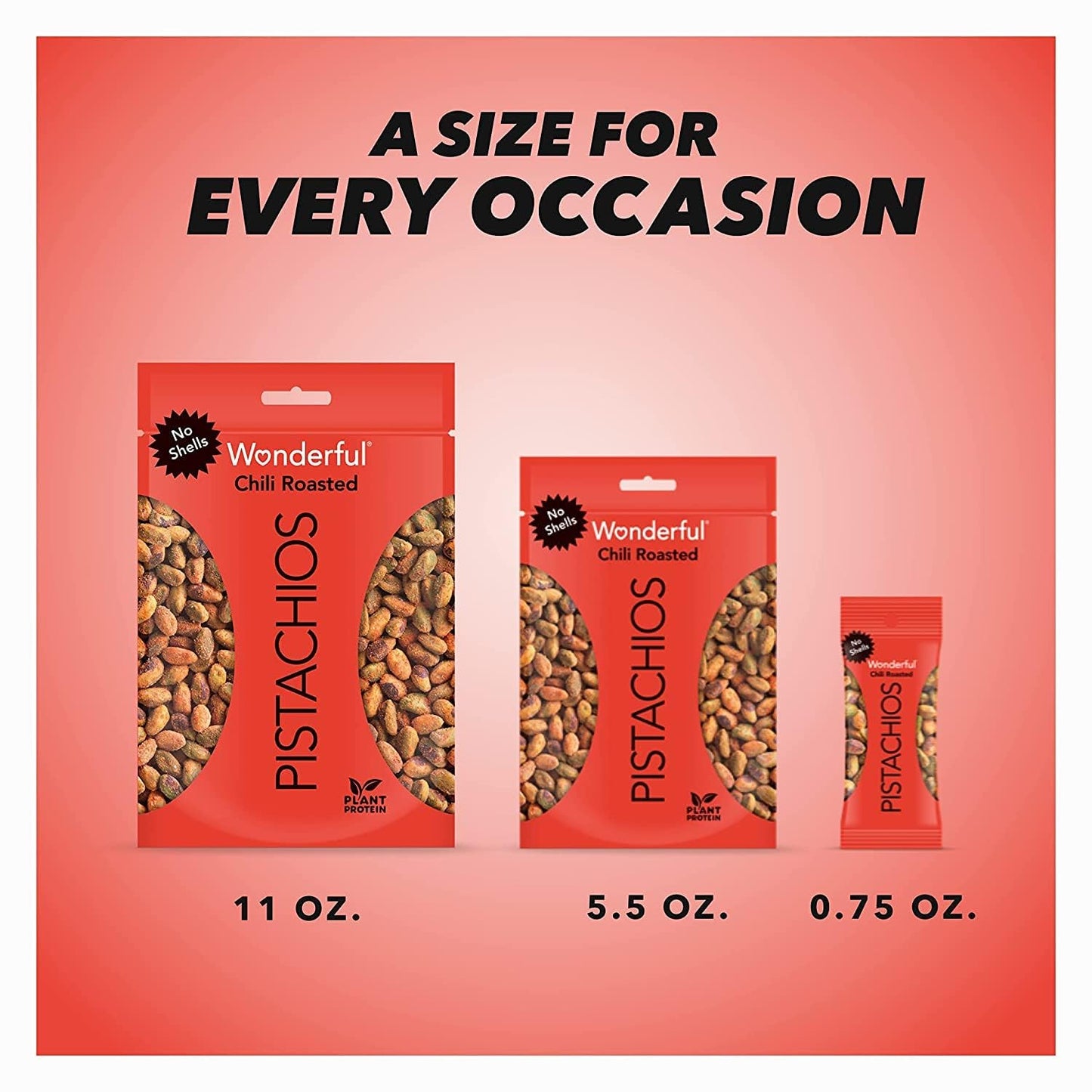 Wonderful Pistachios No Shells, Chili Roasted Nuts, 11 Ounce Resealable Bag, Protein Snacks, Gluten Free College Snacks, Healthy Snacks for Adults