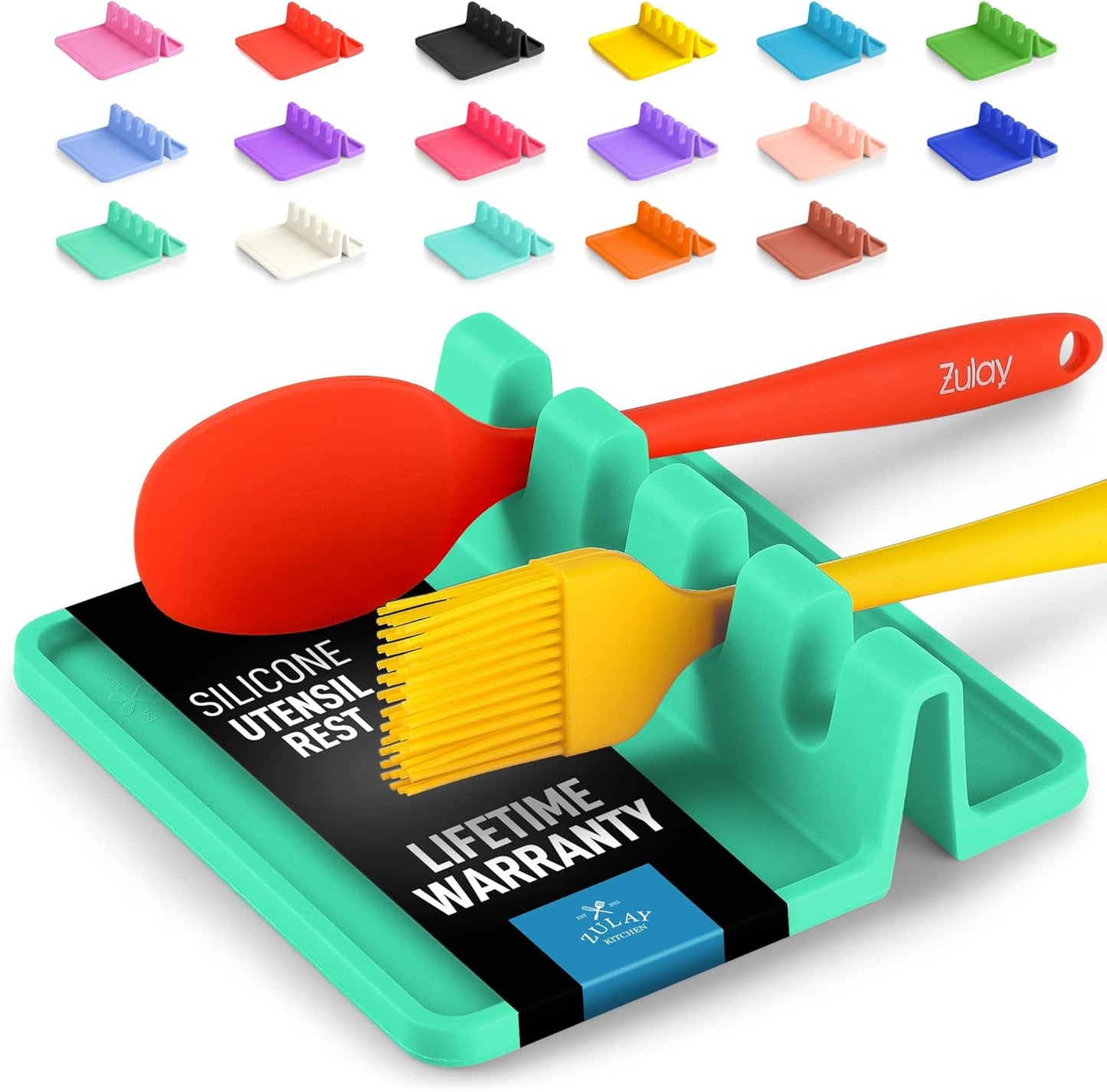 Zulay Kitchen Spoon Rest for Multiple Utensils High Heat-Resistant Silicone Drip Pad, BPA-Free Spoon Holder for Stove Top, Kitchen Gadget Holder for Ladles, Tongs, Cooking Spatula - Makes Great Gift