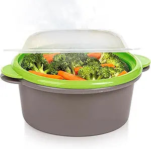PrepSolutions Mini Microwave Steamer, Gray – Fast and Easy Vegetable & Food Steaming