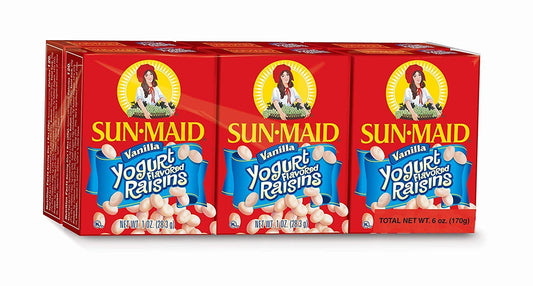 Sun-Maid Vanilla Yogurt Coated Raisins - (6 Pack) 1 oz Snack-Size Box - Yogurt Covered Dried Fruit for Lunches and Back To School Snacks
