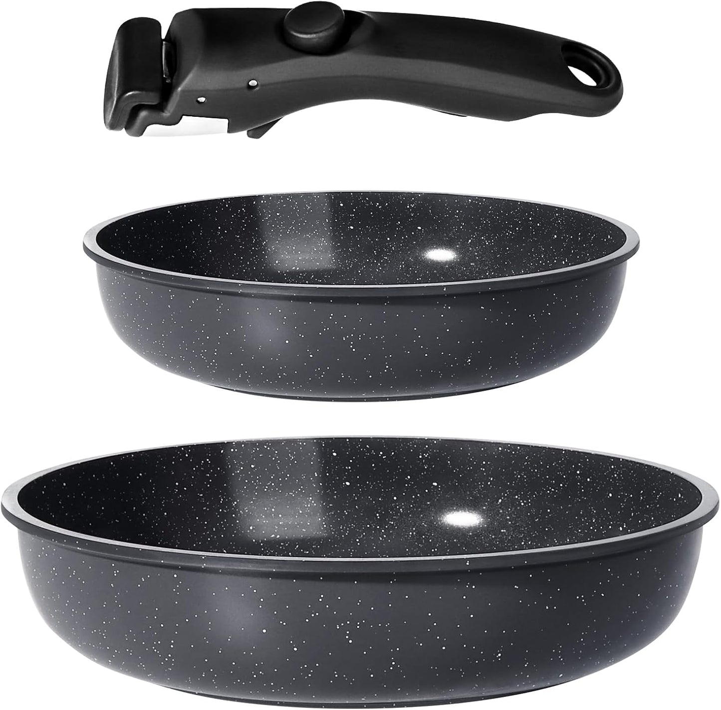 GiPP Ceramic Pots and Pans Set Non Stick, Nonstick Detachable Handle Cookware Sets, Non Toxic Induction Kitchen Pot and Pan with Removable Handle, Healthy RV Cookware, Dishwasher ＆Oven Safe, 5 Piece