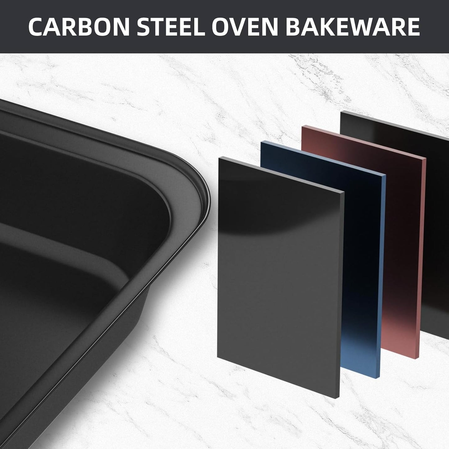 Baking Pans Set, 5-Piece Nonstick Bakeware Sets with Round/Square Cake Pan, Muffin Loaf Roast Pan, Baking Sheets for Oven, Kitchen Cookware Sets Baking Tray Baking Supplies, Black