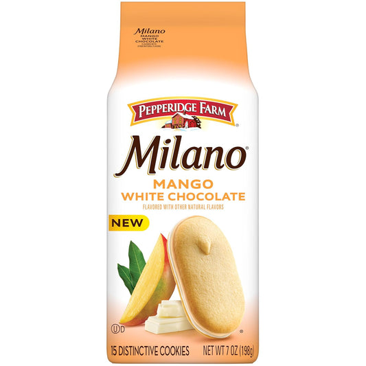 Pepperidge Farm Milano White Chocolate Mango Flavored Cookies, 7 Oz Bag