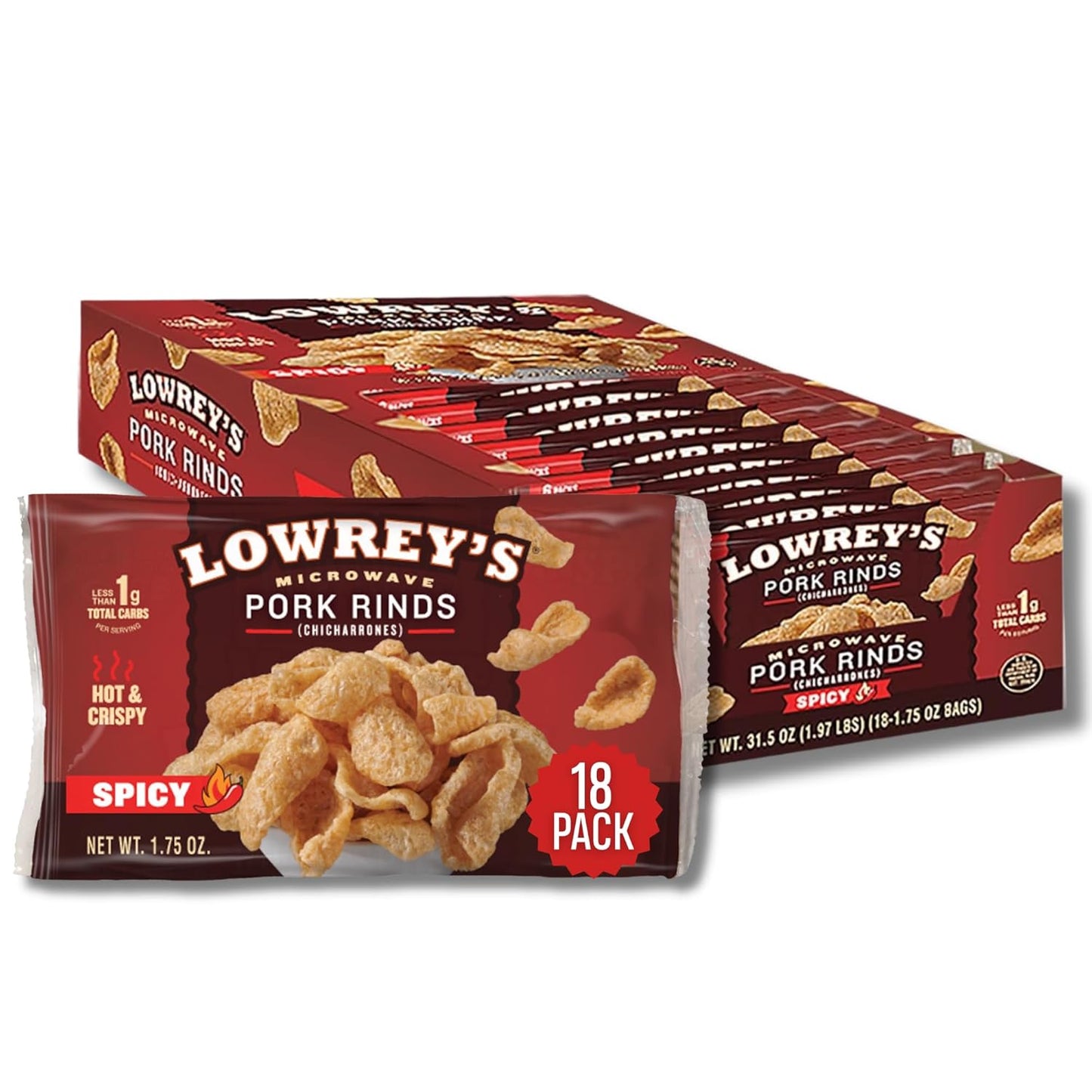Lowrey's Bacon Curls Microwave Pork Rinds (Chicharrones), Original, 1.75 Ounce (Pack of 6)