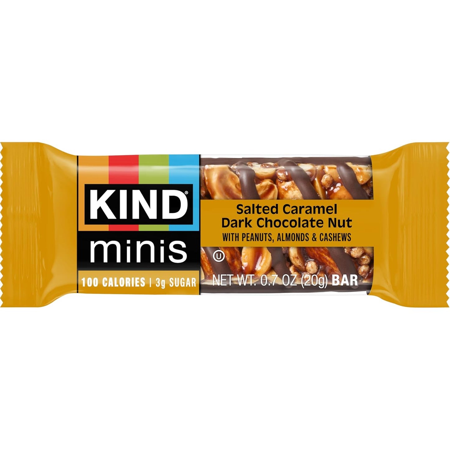 KIND Mini Snack Bars Variety Pack, Gluten Free, Low Sugar, Low Calorie Snacks, Salted Caramel Dark Chocolate Nut, Dark Chocolate Almond Coconut, 20 Count