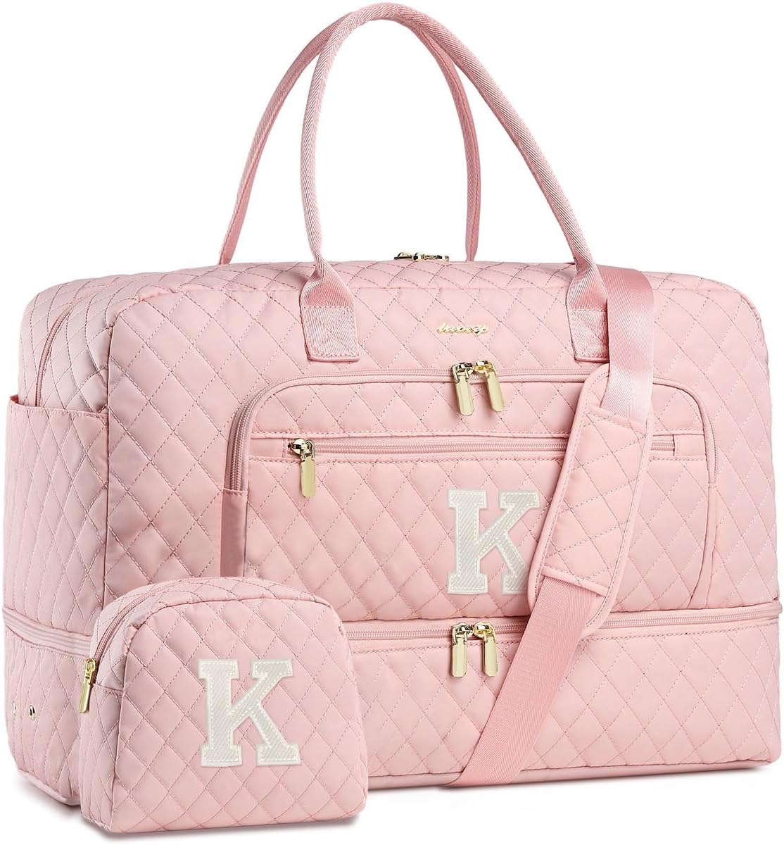 LUOCIP Large Women Travel Duffle Bag, Carry on Bag with Wet Toiletry Pocket for Overnight, Weekend, Yoga, Gym, Business Trips, Sport and Hospital, Black