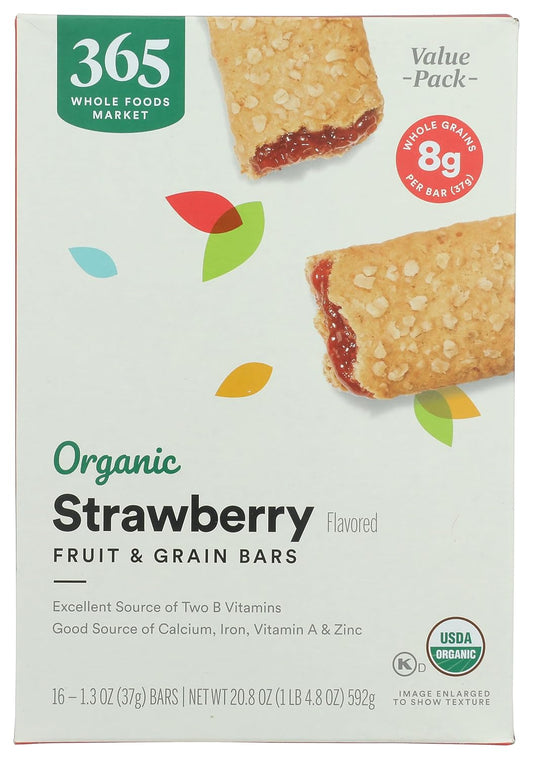 365 by Whole Foods Market, Organic Strawberry Fruit and Grain Bars, 20.8 Ounce, 16 Count