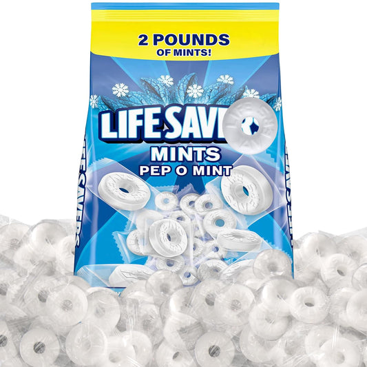 Pep O Mint Hard Candy, 2lb Pack of Mints Bulk, Perfect for Sharing, Gifting, Weddings and Special Events, Classic Peppermint Individually Wrapped with a Cool, Refreshing Taste