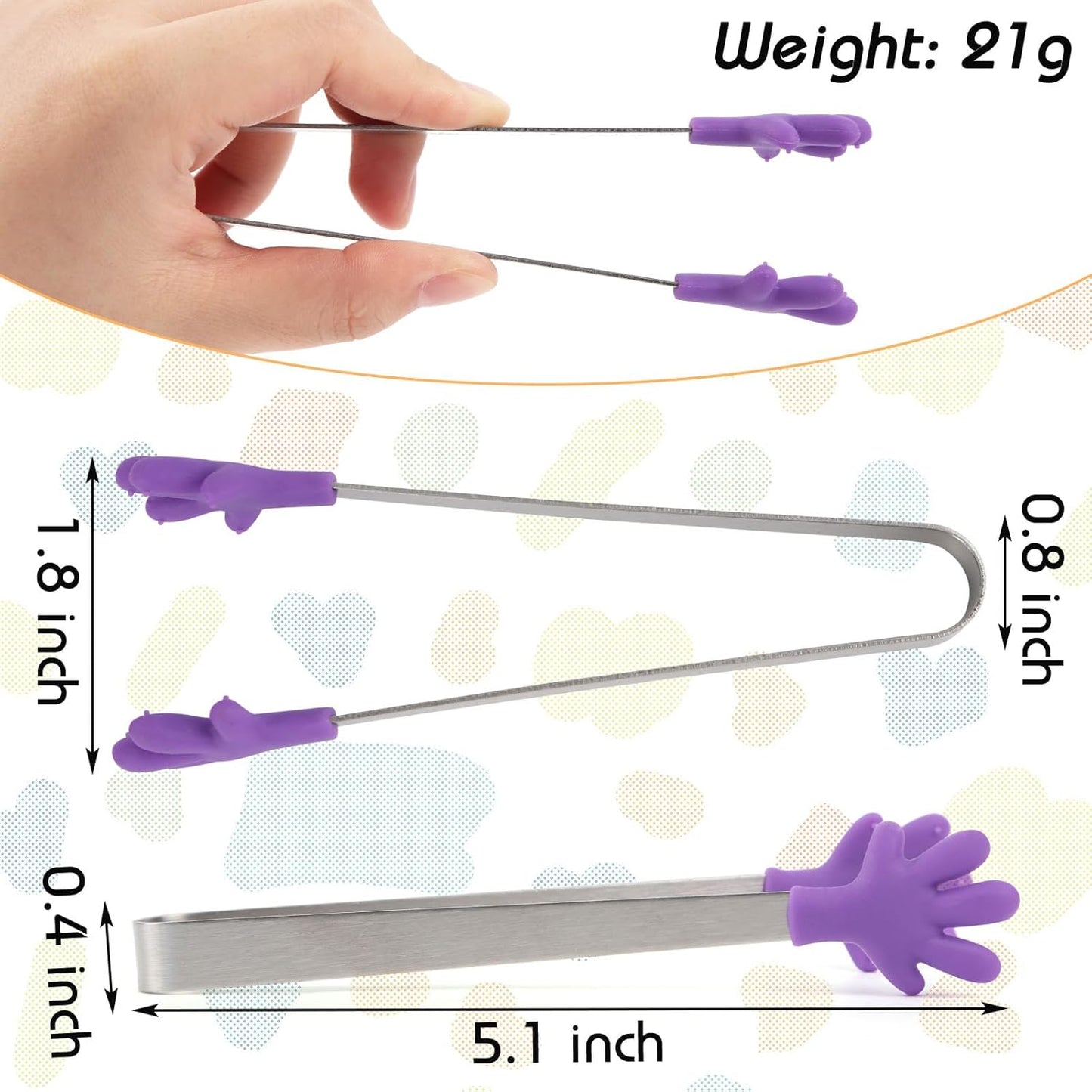 Shindel Small Tongs, 5.1" Mini Metal Tongs for Serving Food, Cute Kitchen Tool for Candy, Snacks, Chips, Cookies, Appetizers, Fruit, Pickles & Ice Cubes, Great for Party, Buffet & Dessert Table