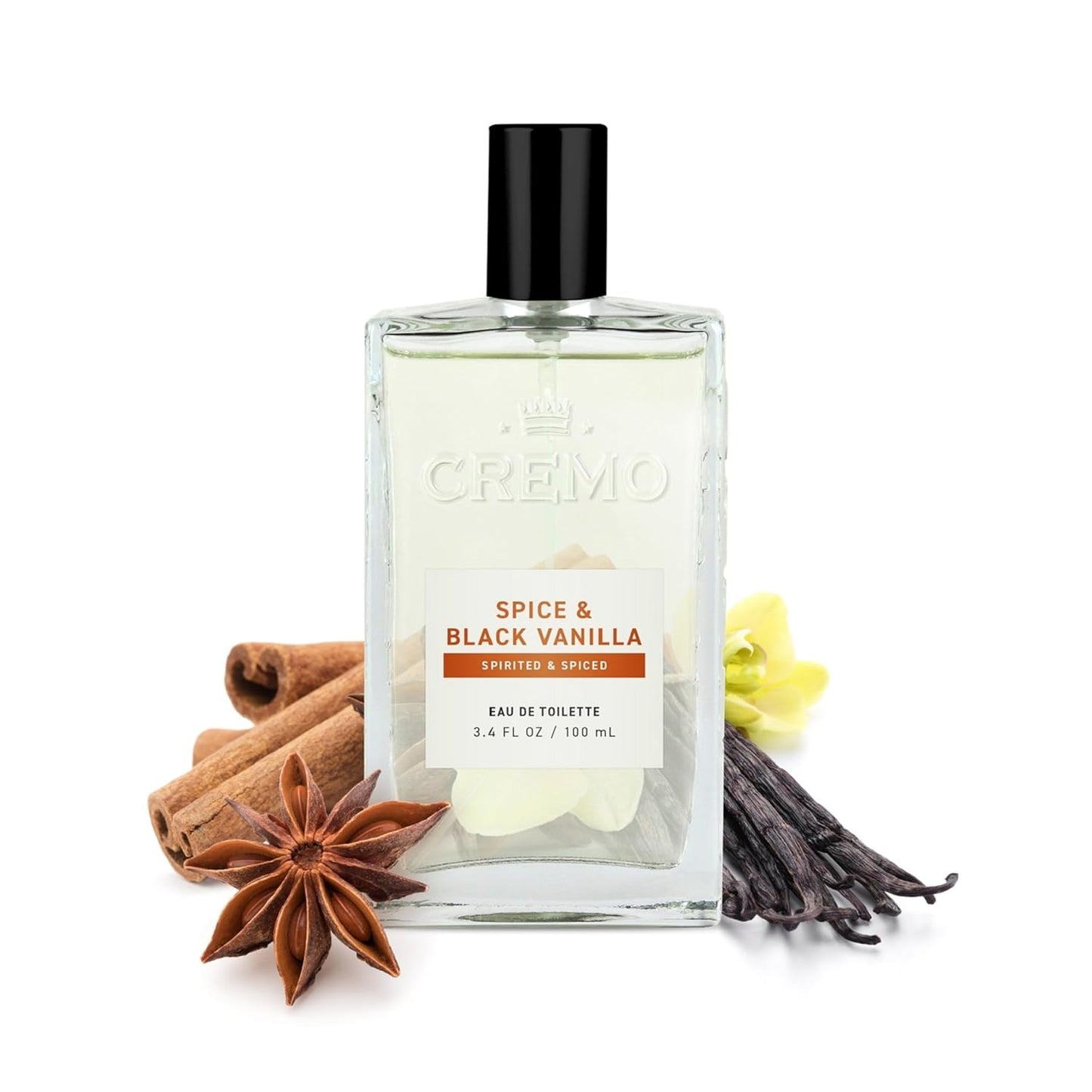 Cremo Cologne for Men - Spice & Black Vanilla Mens Cologne Spray - An Explosion of Vibrant Spices, Dark Woods and Black Vanilla, Fragrances For Men, 3.4 Fl Oz