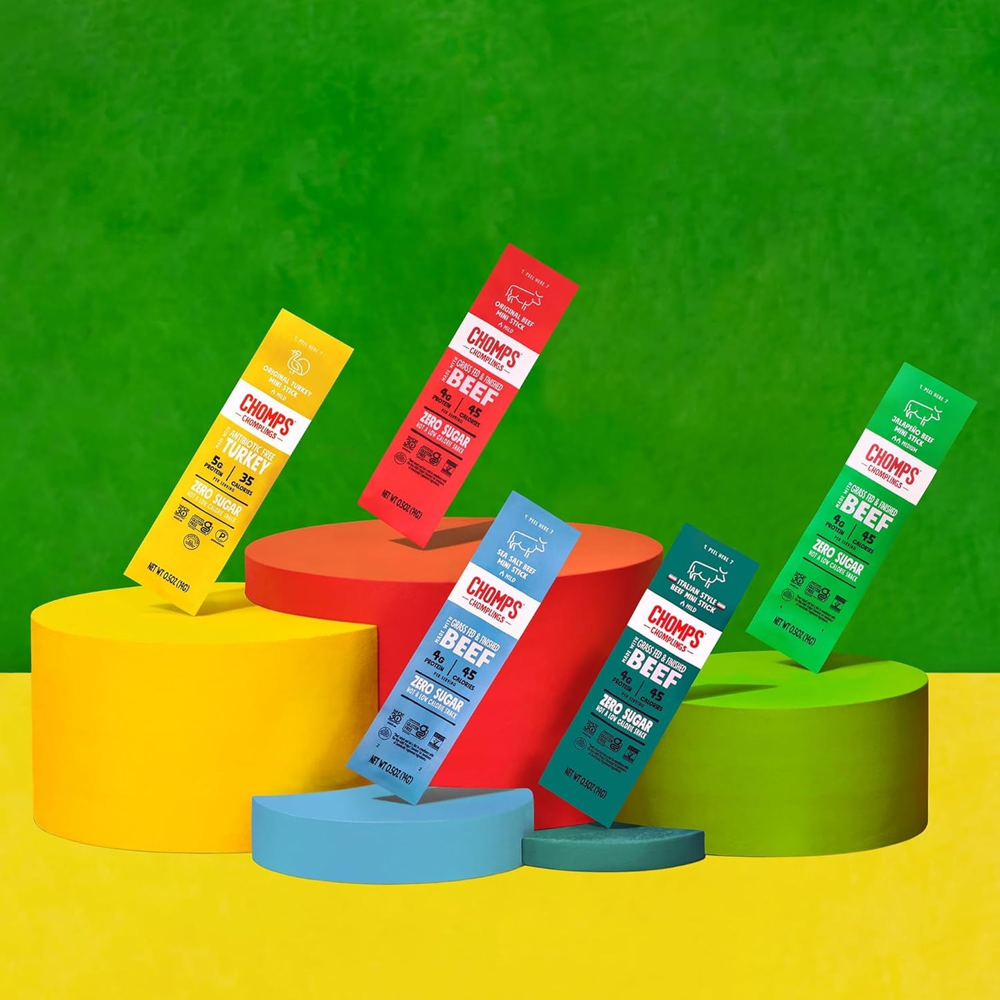 Chomps Snack Size Original Turkey Jerky Meat Sticks, ABF Turkey, Keto, Paleo, Whole30 Approved, Low Carb, High Protein, Gluten Free, Sugar Free, 35 Calories, 0.5 Oz (Pack of 24)