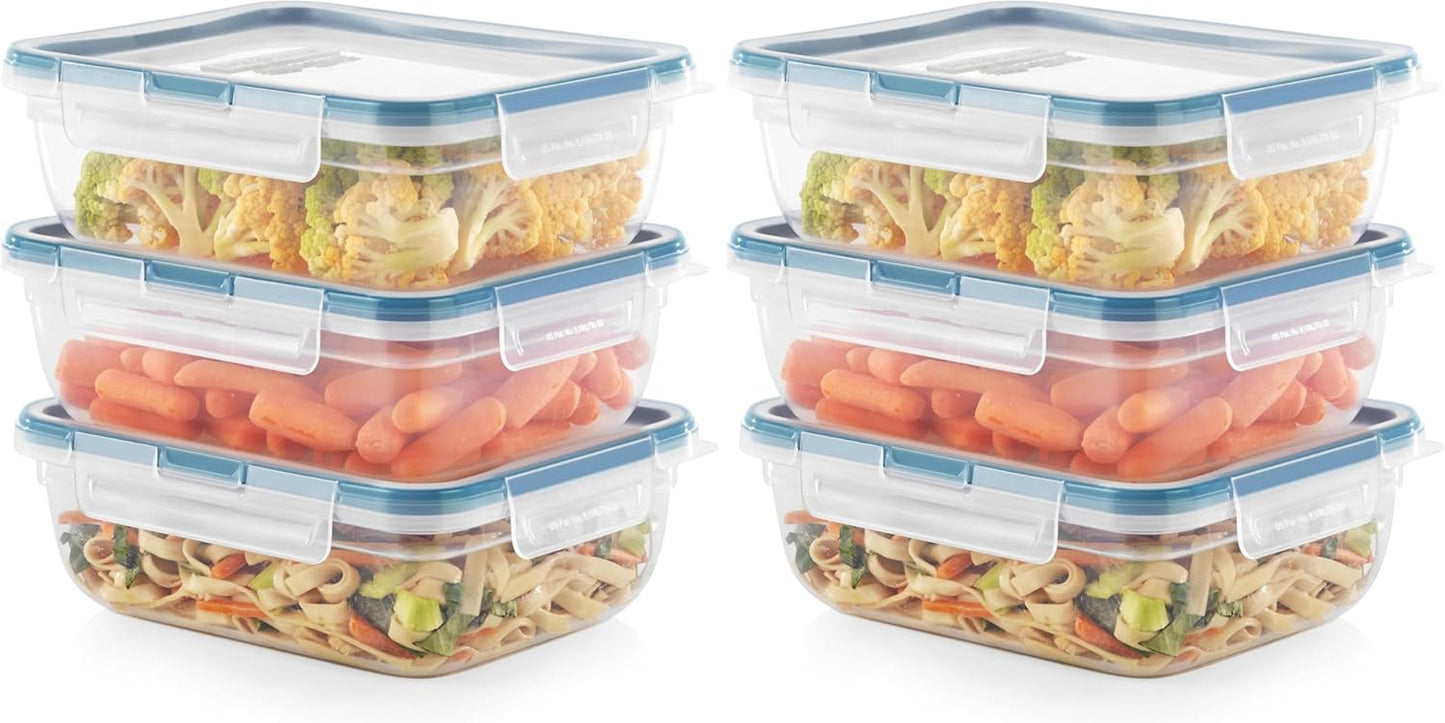 Snapware Total Solution 3-Pack (8.5-Cup) Plastic Food Storage Containers Set, Leakproof & Airtight Locking Lids Rectangular Tupperware, Non-Toxic BPA-Free Lids, Microwave Dishwasher Freezer Safe