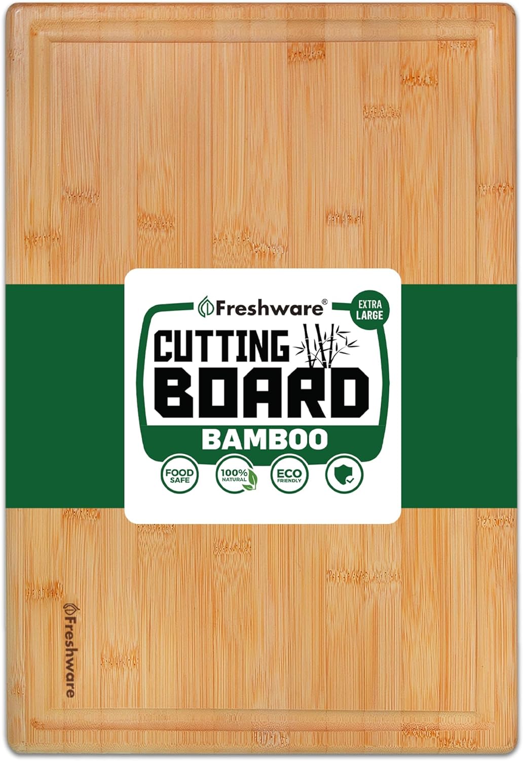 Freshware Bamboo Cutting Board Set of 3, Wooden Cutting Boards for Kitchen, Knife Friendly Food Grade Chopping Board, Lightweight with Hanging Hole for Easy Storage