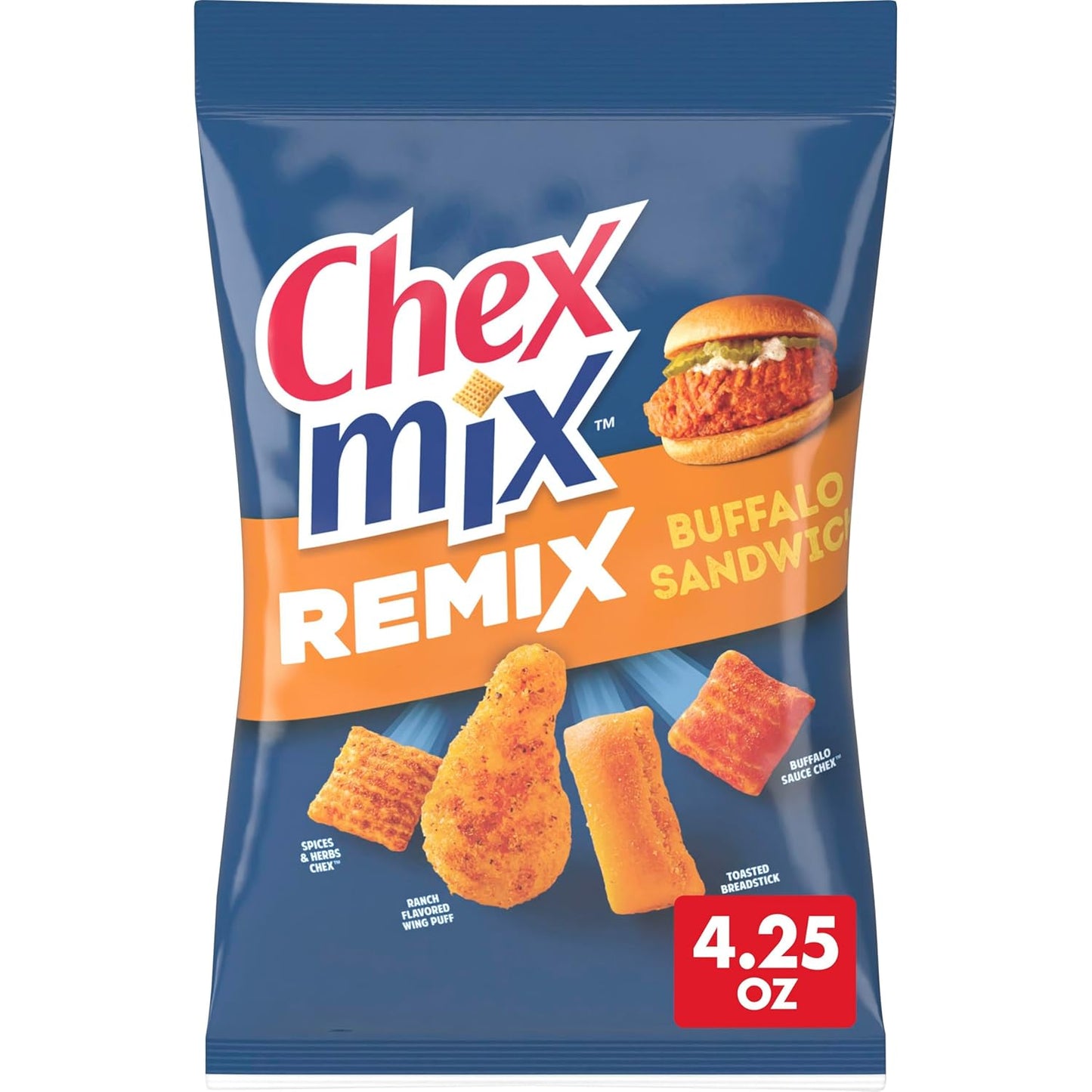 Chex Mix Remix Cheesy Pizza Snack Mix, Snack Bag, Family Size, 11 oz