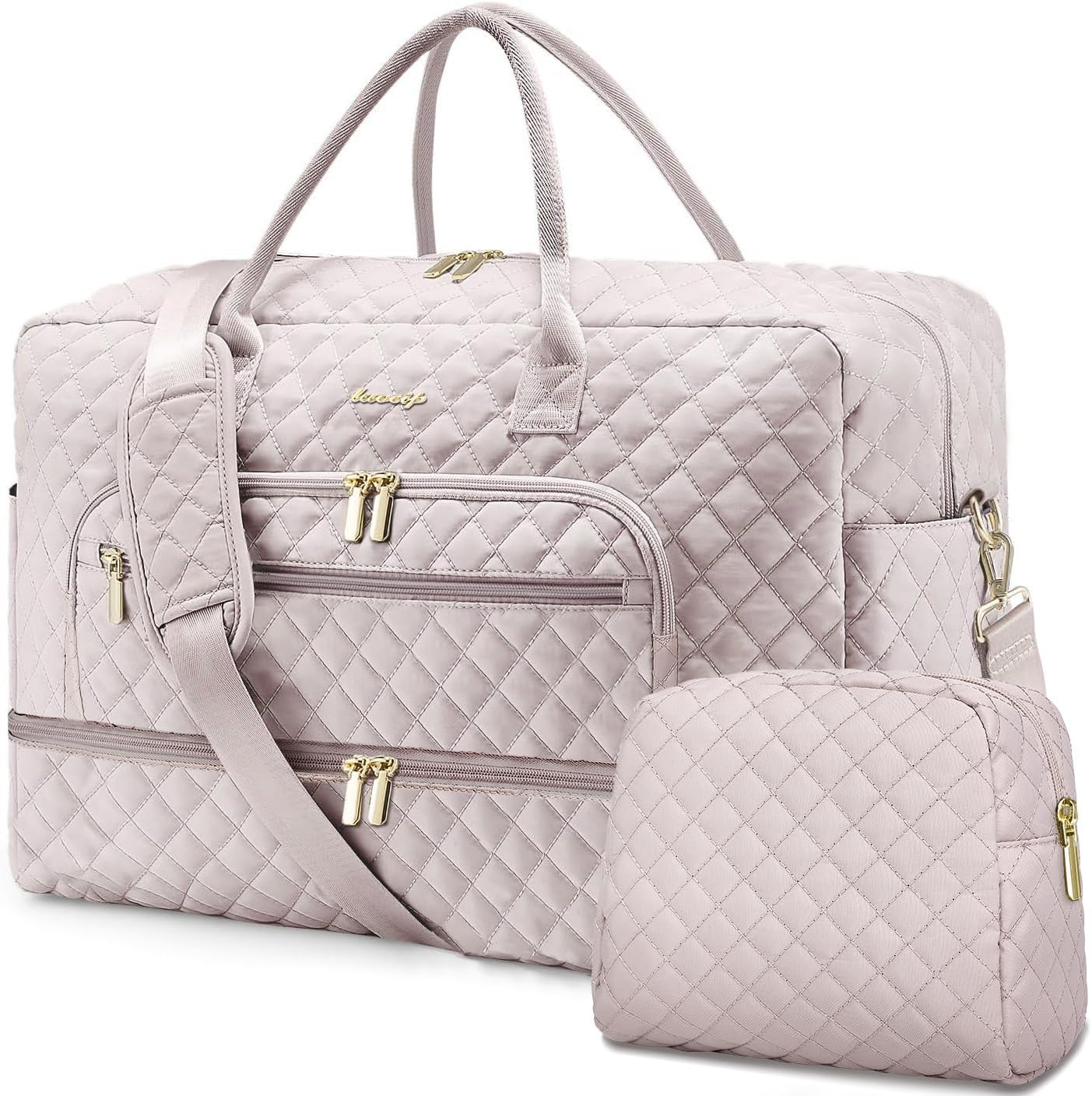 LUOCIP Large Women Travel Duffle Bag, Carry on Bag with Wet Toiletry Pocket for Overnight, Weekend, Yoga, Gym, Business Trips, Sport and Hospital, Black