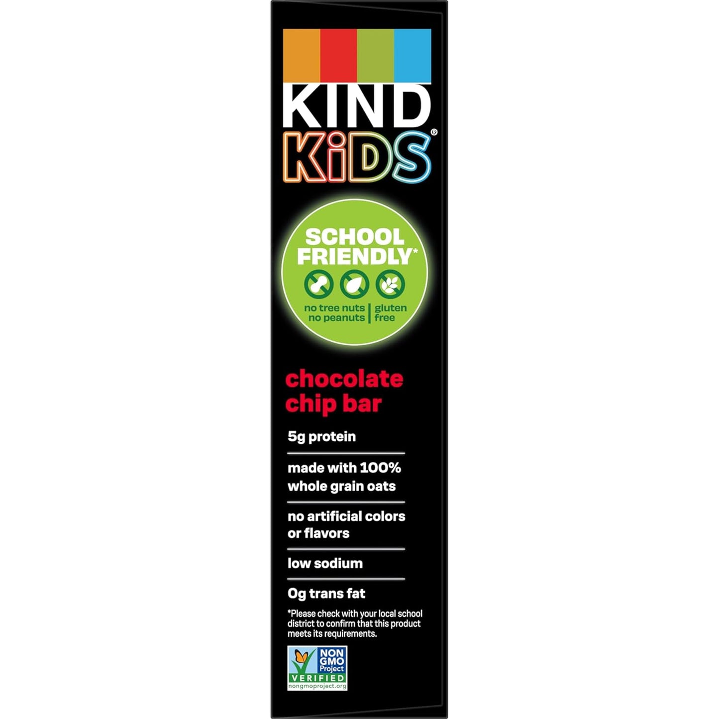 KIND Kids Granola Bars, Chocolate Chip, Gluten Free, Low Sodium, Peanut and Tree Nut Free Snacks, 5g Protein, 5 Count