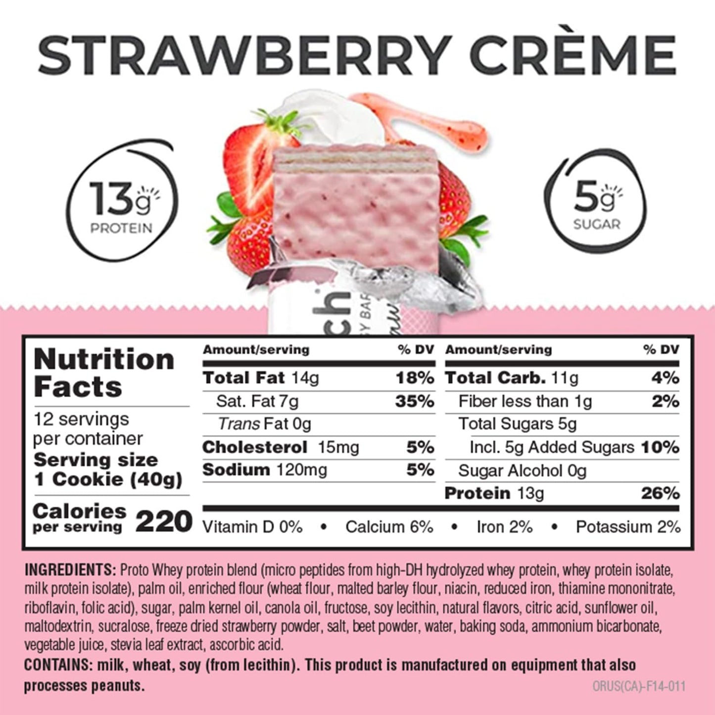 power crunch whey protein bars strawberry cream 1.4 oz 12 count high protein snacks