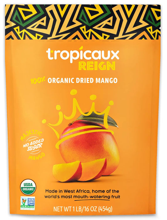 Organic Dried Mango Slices, No Sugar Added, 16oz - All-Natural, Non-GMO, Mouth-Watering Dried Mangoes - Preservative-Free, Nutritious & Delicious Snack for Kids and Adults by Tropicaux Reign