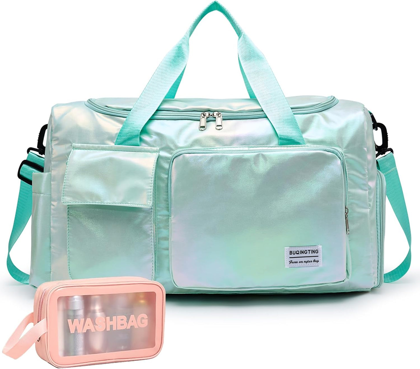 Small Gym Bag for Women, Travel Duffle Bag Carry On Weekender Bag with Shoe Compartment