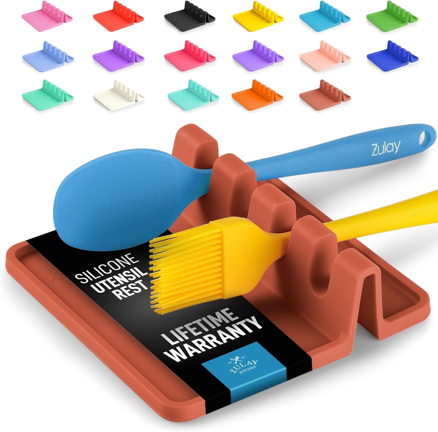 Zulay Kitchen Spoon Rest for Multiple Utensils High Heat-Resistant Silicone Drip Pad, BPA-Free Spoon Holder for Stove Top, Kitchen Gadget Holder for Ladles, Tongs, Cooking Spatula - Makes Great Gift