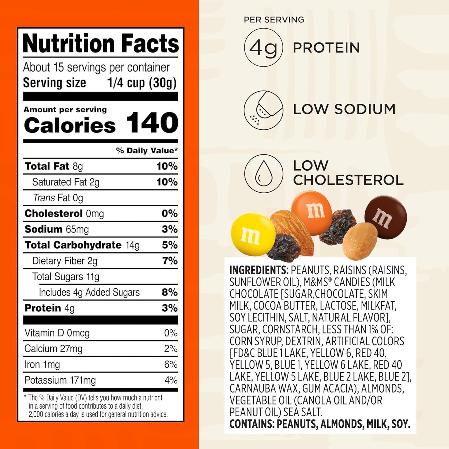 Snak Club Energizer Trail Mix with Roasted Salted Peanuts, Raisins, M&M’S Chocolate Candies, Roasted Almonds, Gluten-Free and Kosher Snack, 24 oz Resealable Bag