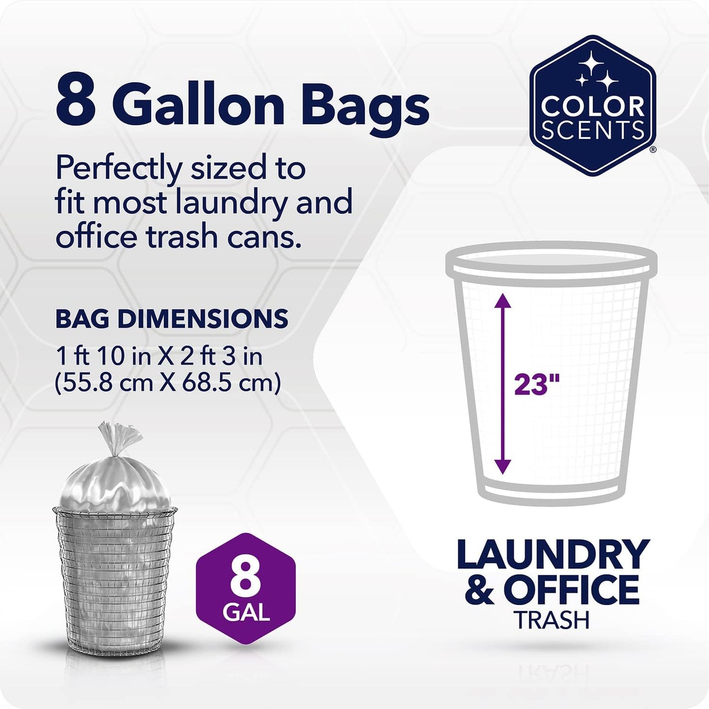 Color Scents Medium Trash Bags - 8 Gallon, 40 Bags (1 Pack of 40 Bags) Twist Tie - Cream Color Bag in Vanilla Flower Scent with Microban
