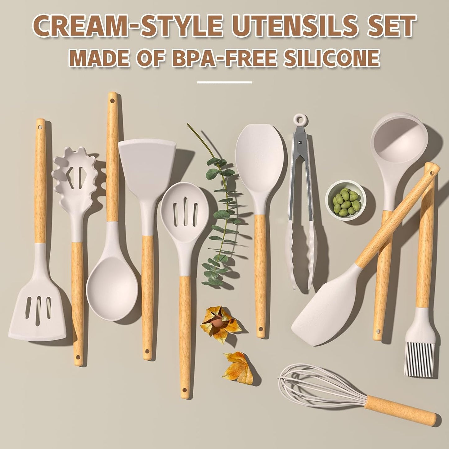 Umite Chef 33‑Piece Silicone Cooking Utensils Set with Holder