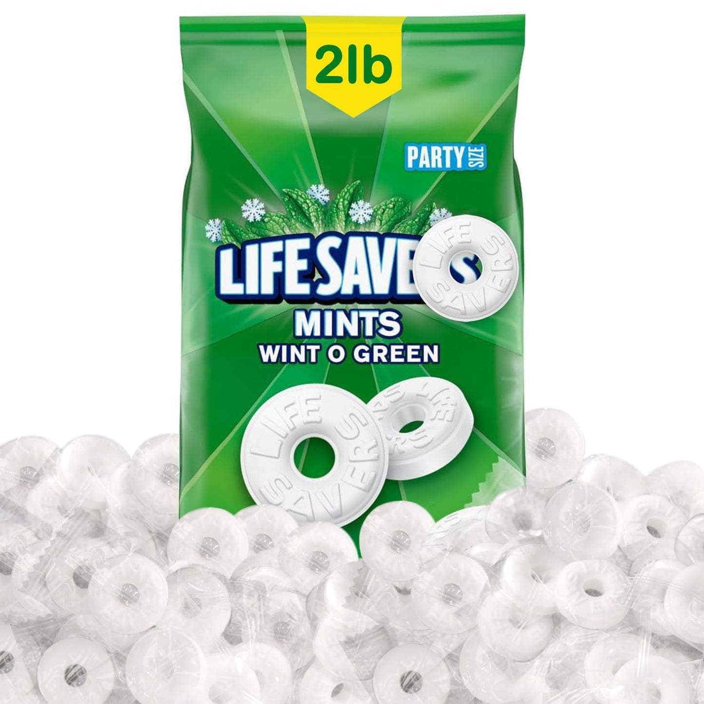 Winto green Mints Bulk Individually Wrapped, 2lb Pack of LifeSavrs Hard Candy, Candy in Bulk Perfect for Holidays, Weddings and Corporate Events