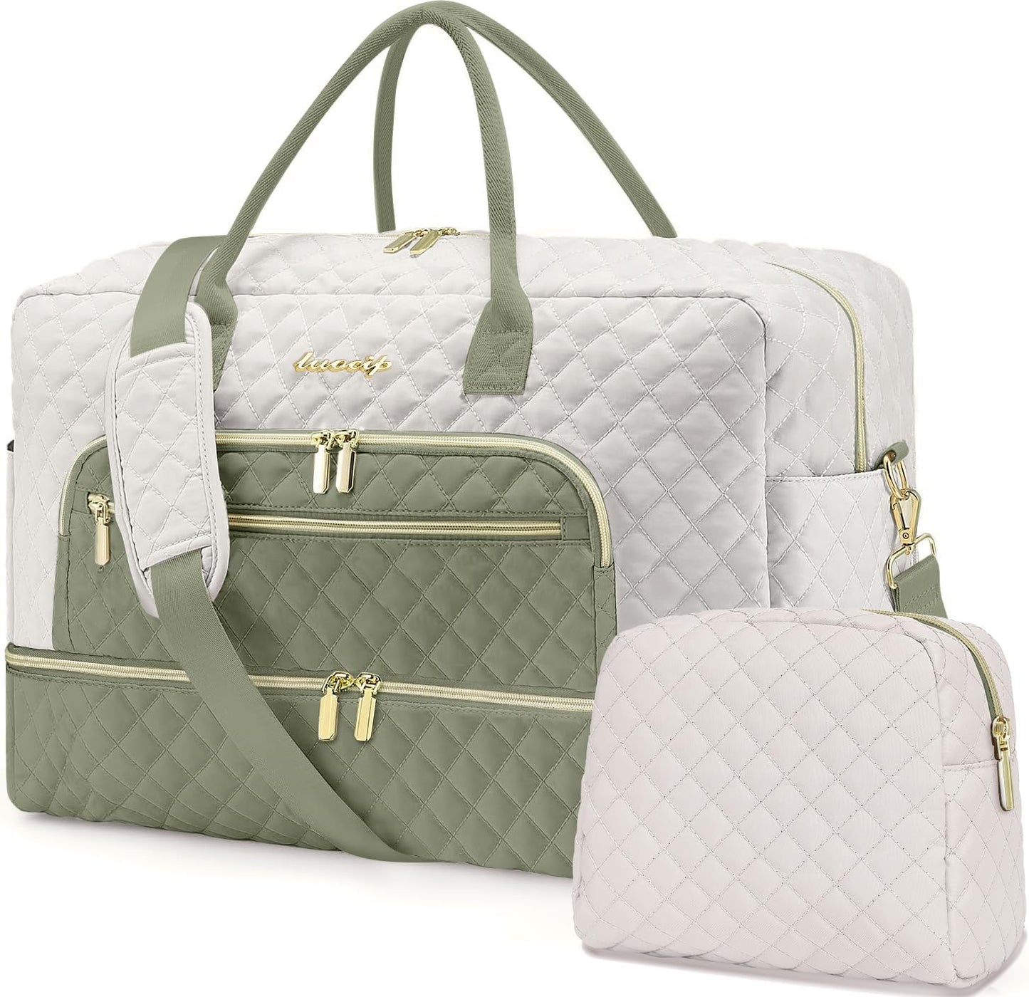 LUOCIP Large Women Travel Duffle Bag, Carry on Bag with Wet Toiletry Pocket for Overnight, Weekend, Yoga, Gym, Business Trips, Sport and Hospital, Black