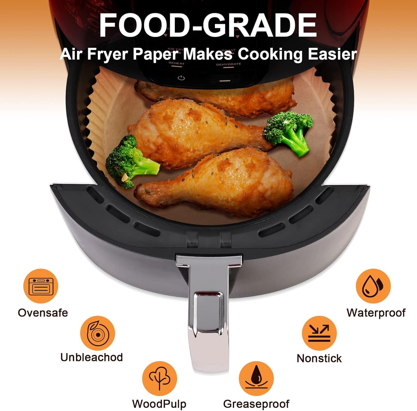 SIUDANGKA Air Fryer Liners for Ninja Air Fryer, 100 Pcs Disposable Paper Liner for most 4-8QT AirFryer