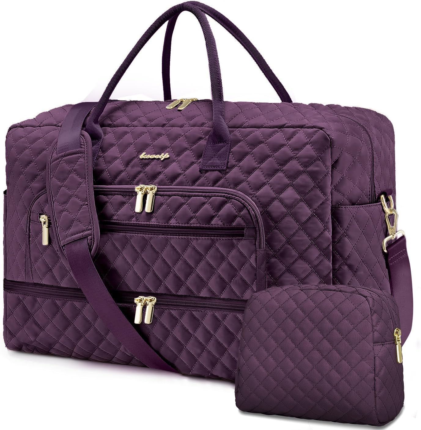 LUOCIP Large Women Travel Duffle Bag, Carry on Bag with Wet Toiletry Pocket for Overnight, Weekend, Yoga, Gym, Business Trips, Sport and Hospital, Black