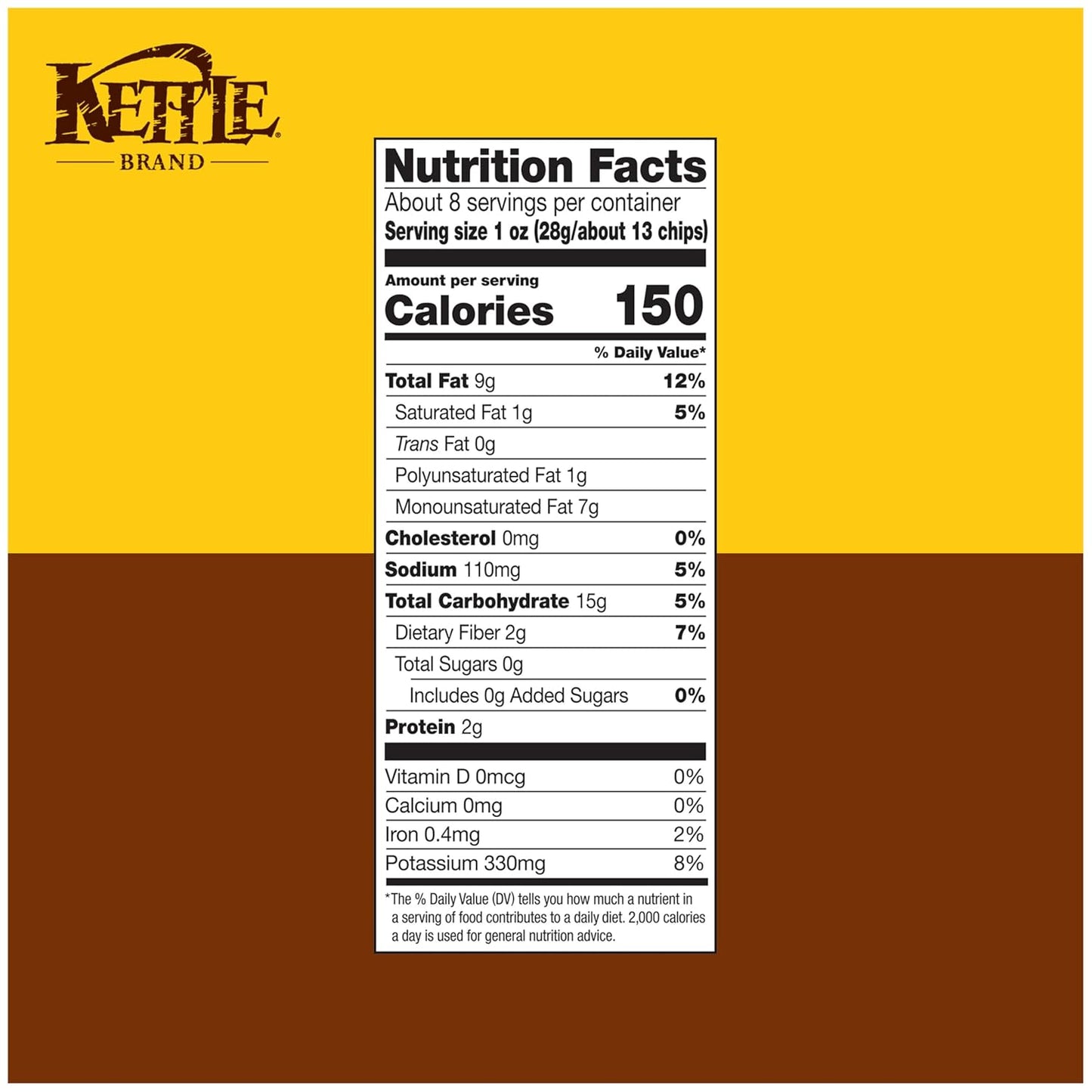 Kettle Brand Sea Salt Kettle Potato Chips, Gluten-Free, Non-GMO, 7.5 oz Bag