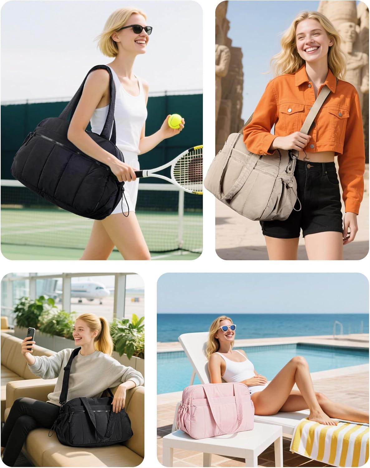 BAGSMART Gym Bag for Women, Duffle Bag for Travel with Wet Pocket, Lightweight Carry on Weekender Duffel, Water Resistant