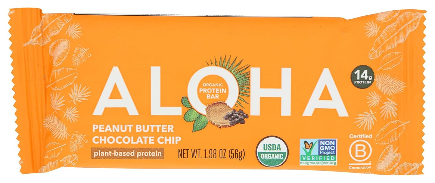 Aloha Organic Plant Based Protein Bar Peanut Butter Chocolate Chip , 1.98 Oz