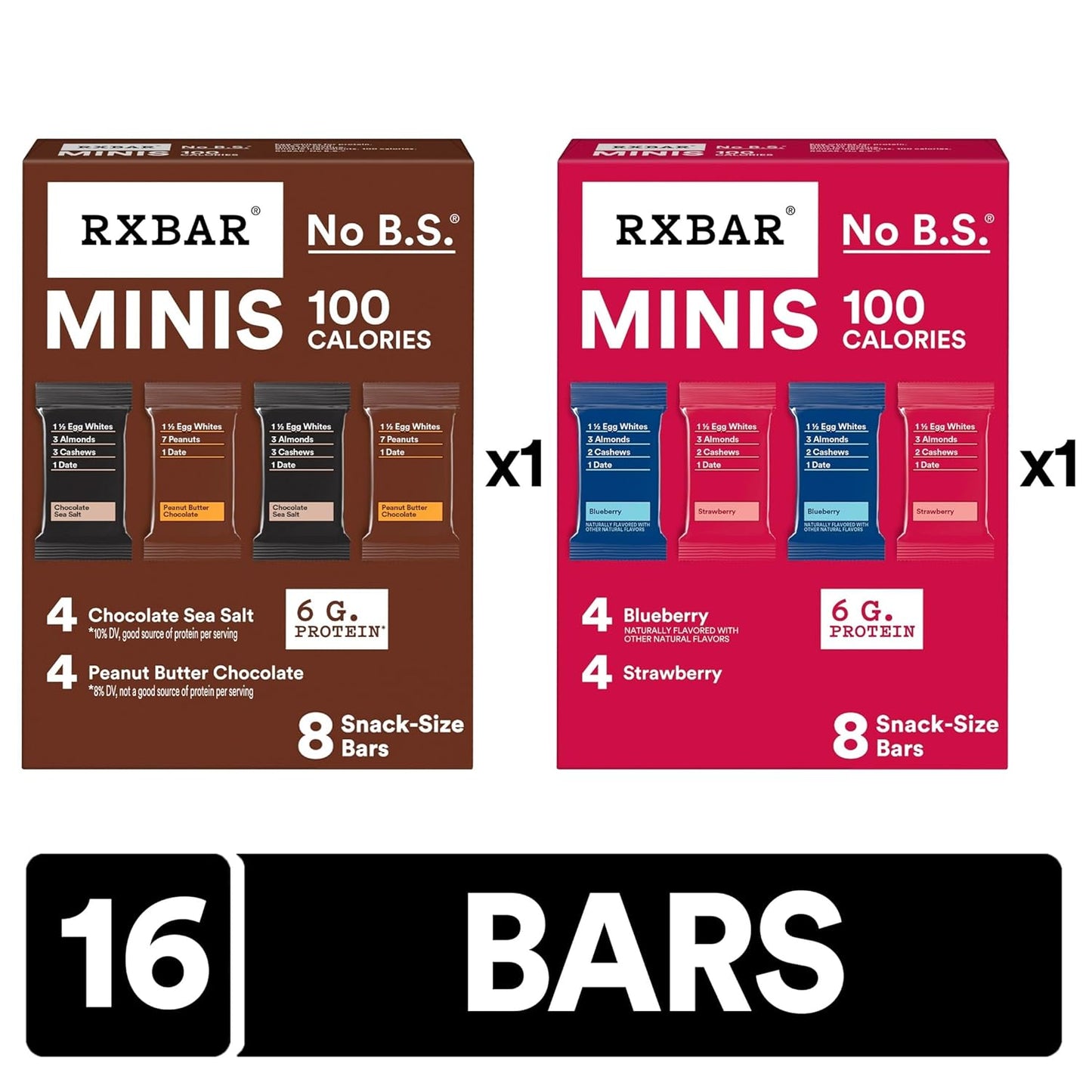 RXBAR Minis Protein Bars, Snack Bars, Variety Pack (16 Count)