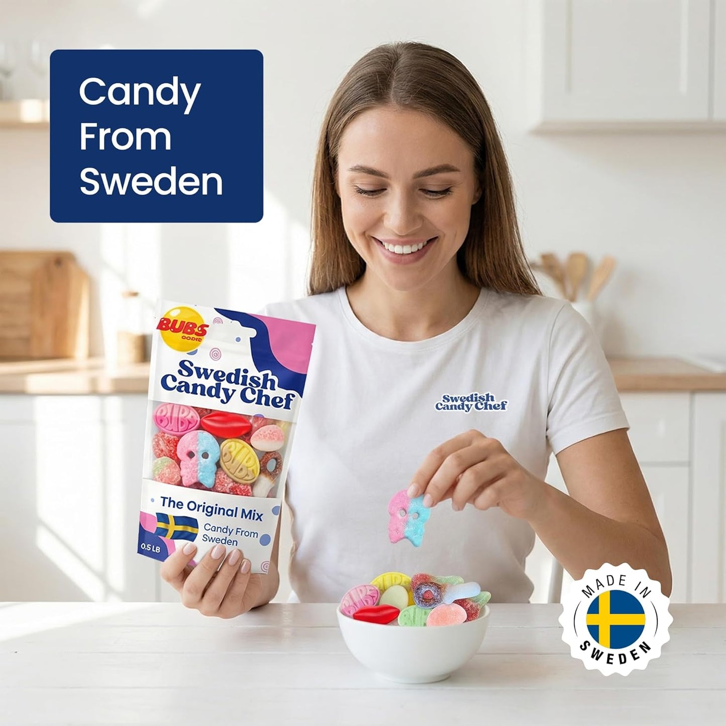 Swedish Candy Chef - Bubs Swedish Candy Mix – Sweet & Sour Gummies – Big Ovals, Skulls & More – 1/2 Pound Assorted Scandinavian Treats Imported from Sweden
