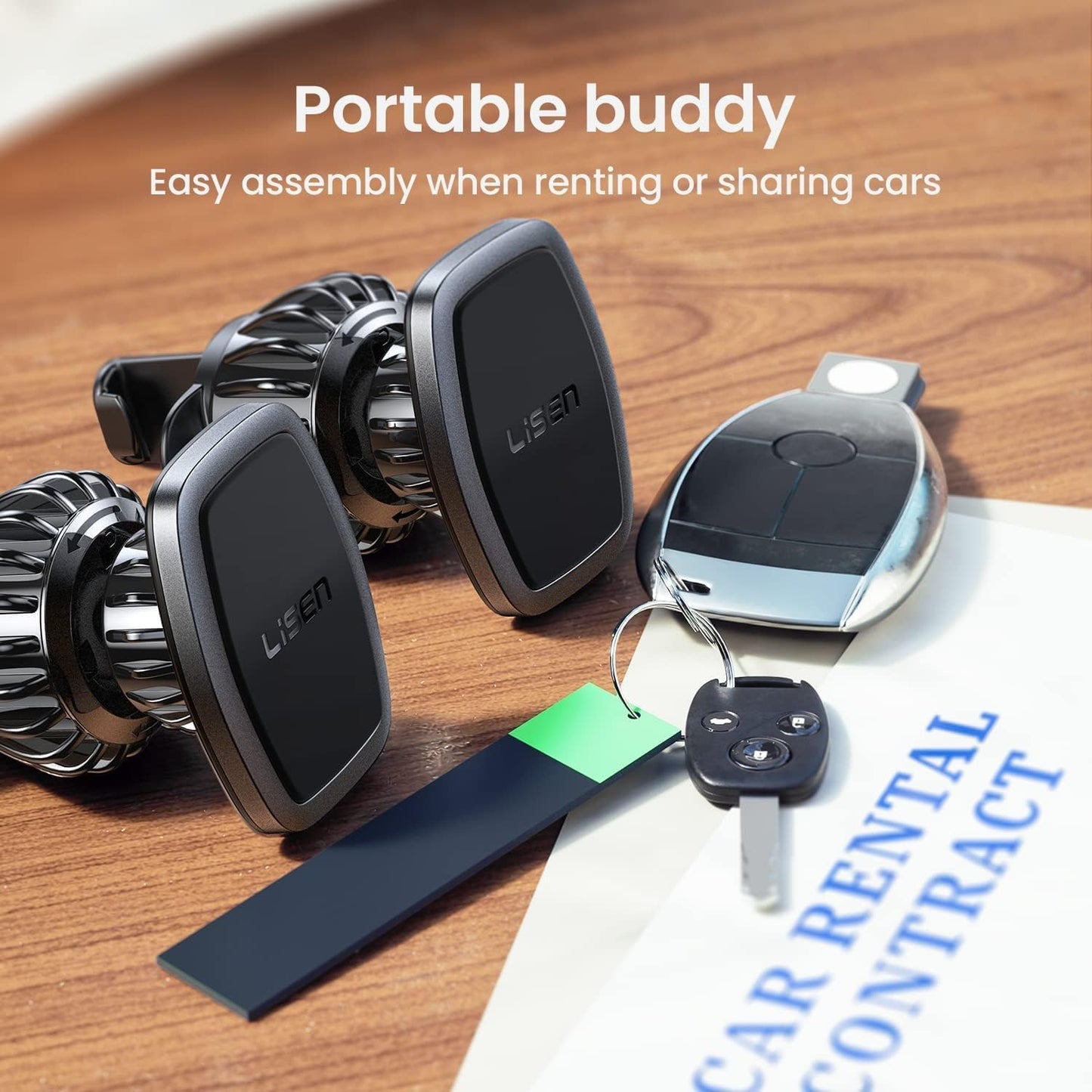 LISEN 2 Pack Magnetic Phone Holder for Your Car Magnet for Phone Car Mount Vent 6 Military Magnets Vent Cell Phone Holder Mount for Car Plate Fit All iPhone 17/16/15/14/13 Pro Max Plus Samsung S25