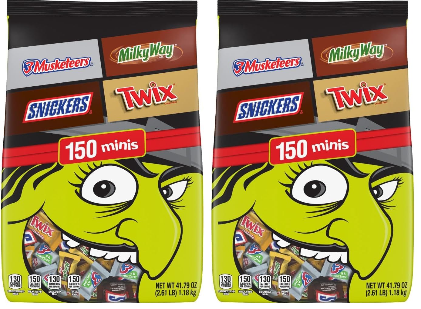 Mars Snickers, M&M'S Milk Chocolate, Milky Way & Twix Fun Size Chocolate Candy Variety Pack, 75 Ct Bulk Bag (2.73 Pounds)