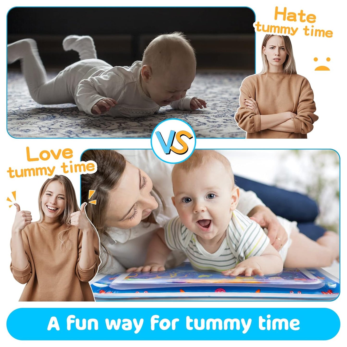 Tummy Time Water Mat for Babies | Inflatable Sensory Play Mat for Infants (3–12 Months), Baby Gift Idea